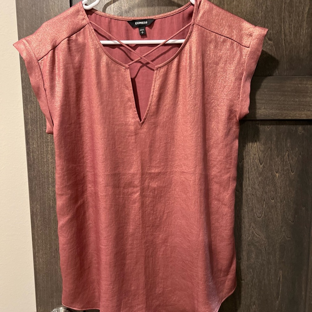 Express Pink Cuffed Sleeve Blouse